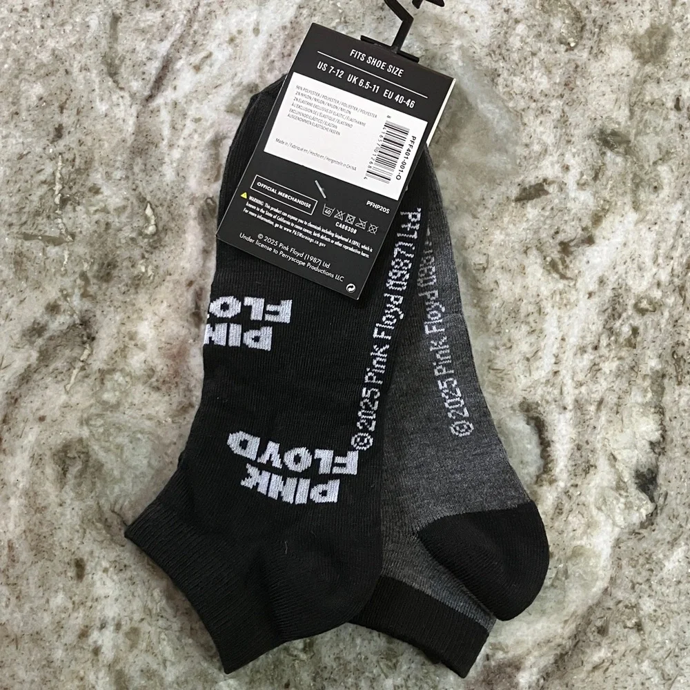 Pink Floyd Black and Gray Casual Socks Set 2 Pair